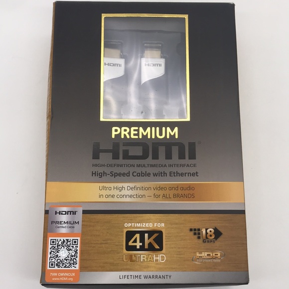 General Electric Premium HDMI High Speed Cable W/Ethernet-4K / 10 feet Long - Picture 2 of 9
